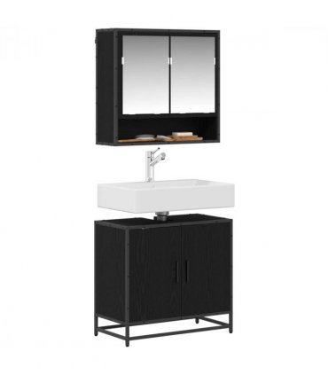 vidaXL Bathroom Furniture Set 2 pcs Black Oak Engineered Wood — V0671985415