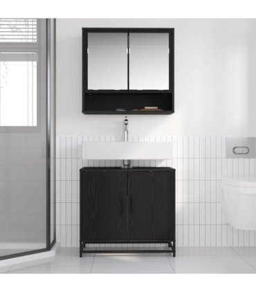 vidaXL Bathroom Furniture Set 2 pcs Black Oak Engineered Wood — V0671985415