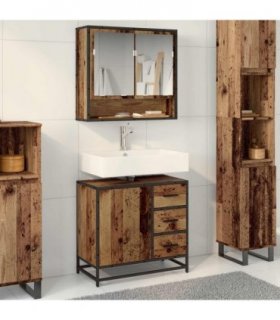 vidaXL Bathroom Furniture Set with Door 2 pcs Old Wood Engineered Wood — V0671985419