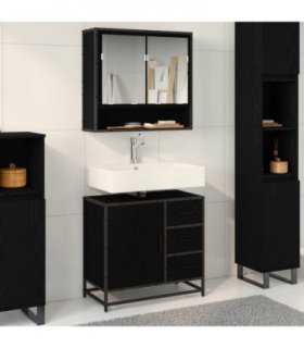 vidaXL Bathroom Furniture Set 2 pcs Black Oak Engineered Wood — V0671985420