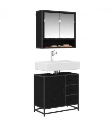 vidaXL Bathroom Furniture Set 2 pcs Black Oak Engineered Wood — V0671985420