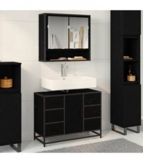 vidaXL Bathroom Furniture Set 2 pcs Black Oak Engineered Wood — V0671985421