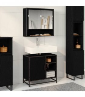 vidaXL Bathroom Furniture Set 2 pcs Black Oak Engineered Wood — V0671985422