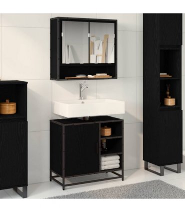 vidaXL Bathroom Furniture Set 2 pcs Black Oak Engineered Wood — V0671985422