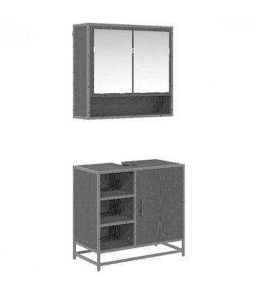 vidaXL Bathroom Furniture Set 2 pcs Black Oak Engineered Wood — V0671985422
