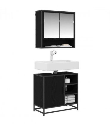 vidaXL Bathroom Furniture Set 2 pcs Black Oak Engineered Wood — V0671985422