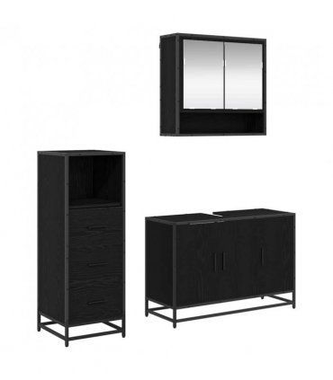 vidaXL Bathroom Furniture Set with Door 2 pcs Old Wood Engineered Wood — V0671985423