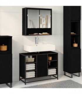 vidaXL Bathroom Furniture Set 2 pcs Black Oak Engineered Wood — V0671985426