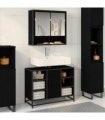 vidaXL Bathroom Furniture Set 2 pcs Black Oak Engineered Wood — V0671985426