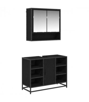vidaXL Bathroom Furniture Set 2 pcs Black Oak Engineered Wood — V0671985426
