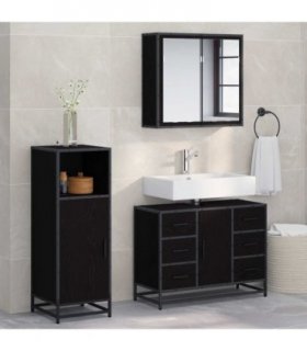 vidaXL Bathroom Furniture Set 3 pcs Black Oak Engineered Wood — V0671985436