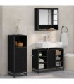 vidaXL Bathroom Furniture Set 3 pcs Black Oak Engineered Wood — V0671985457