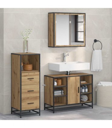 vidaXL Bathroom Furniture Set 3 pcs Artisan Oak Engineered Wood — V0671985471