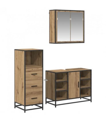vidaXL Bathroom Furniture Set 3 pcs Artisan Oak Engineered Wood — V0671985471
