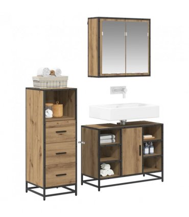 vidaXL Bathroom Furniture Set 3 pcs Artisan Oak Engineered Wood — V0671985471