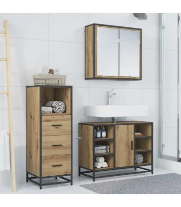 vidaXL Bathroom Furniture Set 3 pcs Artisan Oak Engineered Wood — V0671985471