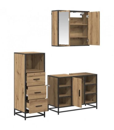 vidaXL Bathroom Furniture Set 3 pcs Artisan Oak Engineered Wood — V0671985471