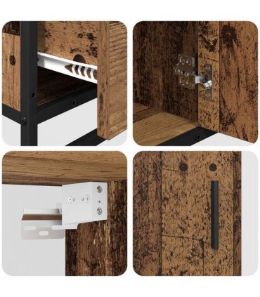 vidaXL Bathroom Furniture Set with Door 3 pcs Old Wood Engineered Wood — V0671985483