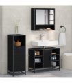 vidaXL Bathroom Furniture Set 3 pcs Black Oak Engineered Wood — V0671985486