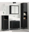 vidaXL Bathroom Furniture Set 3 pcs Black Oak Engineered Wood — V0671985490