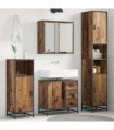 vidaXL Bathroom Furniture Set with Door 3 pcs Old Wood Engineered Wood — V0671985494
