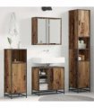 vidaXL Bathroom Furniture Set with Door 3 pcs Old Wood Engineered Wood — V0671985498