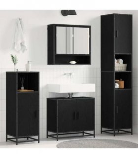 vidaXL Bathroom Furniture Set 3 pcs Black Oak Engineered Wood — V0671985504