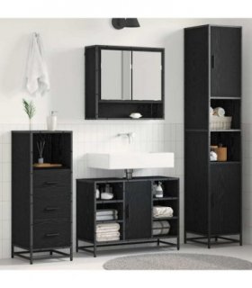 vidaXL Bathroom Furniture Set 3 pcs Black Oak Engineered Wood — V0671985515