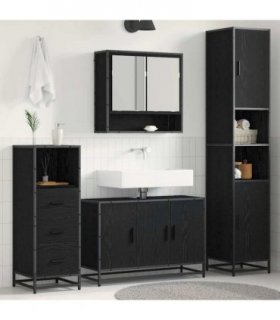 vidaXL Bathroom Furniture Set with Door 3 pcs Old Wood Engineered Wood — V0671985524