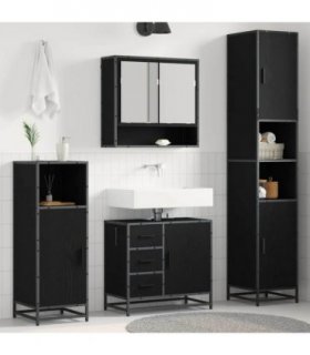 vidaXL Bathroom Furniture Set 3 pcs Black Oak Engineered Wood — V0671985525