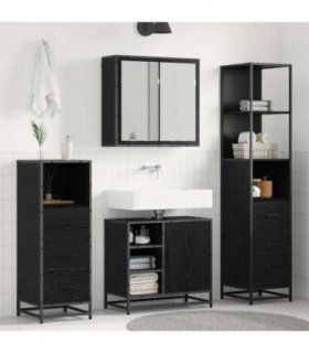 vidaXL Bathroom Furniture Set 3 pcs Black Oak Engineered Wood — V0671985528