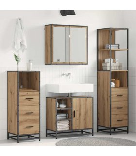 vidaXL Bathroom Furniture Set 3 pcs Artisan Oak Engineered Wood — V0671985529
