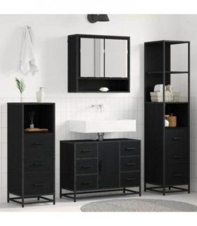 vidaXL Bathroom Furniture Set 3 pcs Black Oak Engineered Wood — V0671985541
