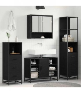 vidaXL Bathroom Furniture Set 3 pcs Black Oak Engineered Wood — V0671985547