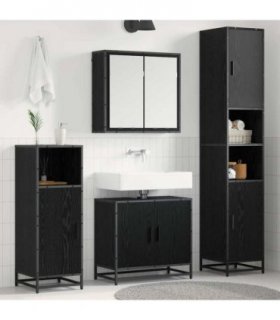 vidaXL Bathroom Furniture Set 4 pcs Black Oak Engineered Wood — V0671985548