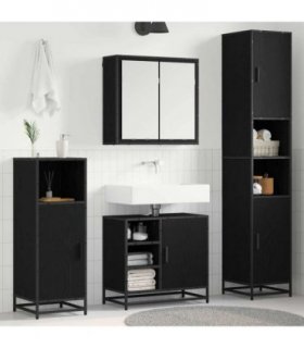 vidaXL Bathroom Furniture Set 4 pcs Black Oak Engineered Wood — V0671985558