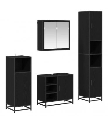 vidaXL Bathroom Furniture Set 4 pcs Black Oak Engineered Wood — V0671985558