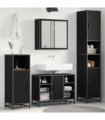vidaXL Bathroom Furniture Set 4 pcs Black Oak Engineered Wood — V0671985560