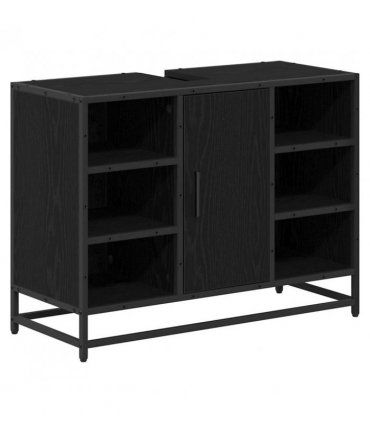 vidaXL Bathroom Furniture Set 4 pcs Black Oak Engineered Wood — V0671985560