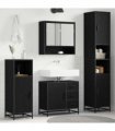 vidaXL Bathroom Furniture Set 4 pcs Black Oak Engineered Wood — V0671985569