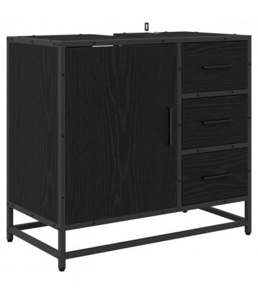 vidaXL Bathroom Furniture Set 4 pcs Black Oak Engineered Wood — V0671985569