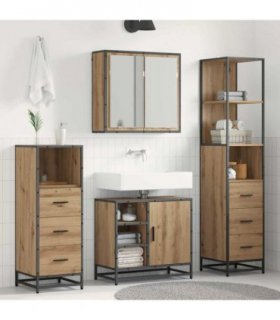vidaXL Bathroom Furniture Set 4 pcs Artisan Oak Engineered Wood — V0671985589