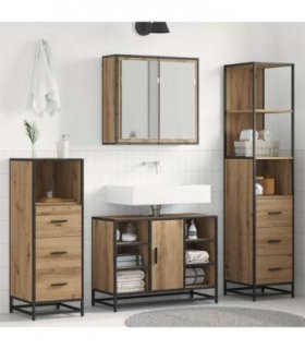 vidaXL Bathroom Furniture Set 4 pcs Artisan Oak Engineered Wood — V0671985590