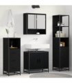 vidaXL Bathroom Furniture Set 4 pcs Black Oak Engineered Wood — V0671985595