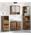 vidaXL Bathroom Furniture Set with Door 4 pcs Old Wood Engineered Wood — V0671985600