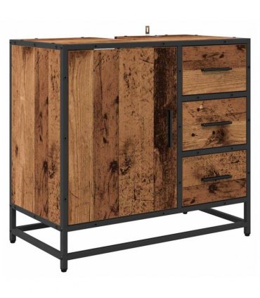 vidaXL Bathroom Furniture Set with Door 4 pcs Old Wood Engineered Wood — V0671985600