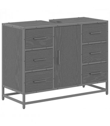 vidaXL Bathroom Furniture Set 4 pcs Black Oak Engineered Wood — V0671985601