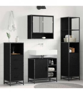 vidaXL Bathroom Furniture Set 4 pcs Black Oak Engineered Wood — V0671985602