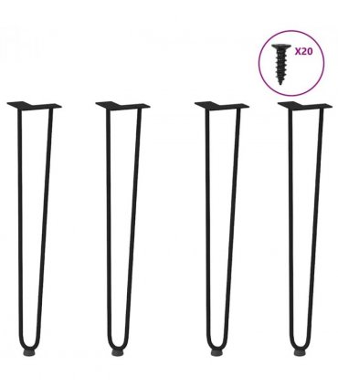 vidaXL hairpin legs for console tables for Console Table 4 pcs Black 72 cm Solid Steel — Model: 2 rods