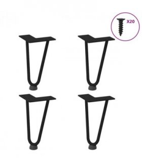 vidaXL Hairpin Legs for Coffee Table 4 pcs Black 20 cm Solid Steel — Model: 2 rods